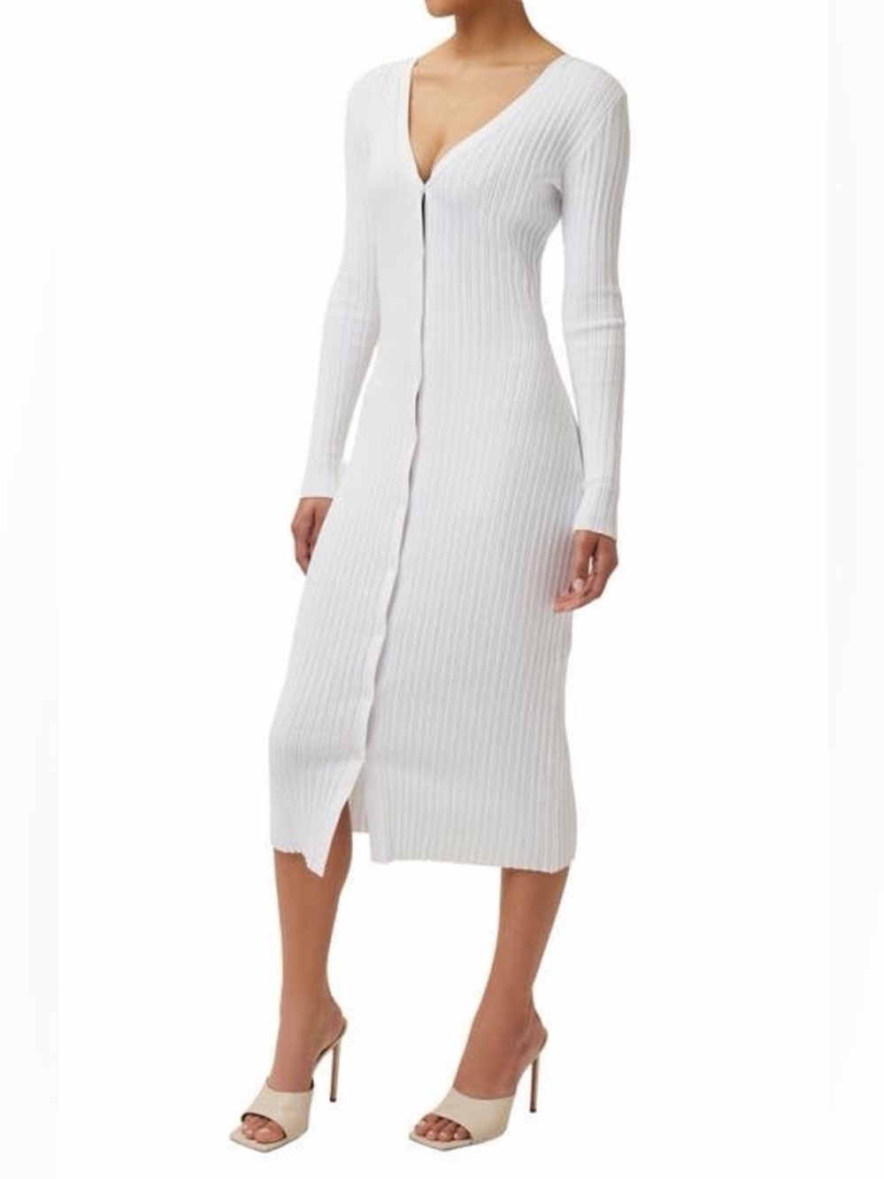 LITA by Ciara Women's Icon Rib Sweater Dress XS Solid White Bodycon Revolve
